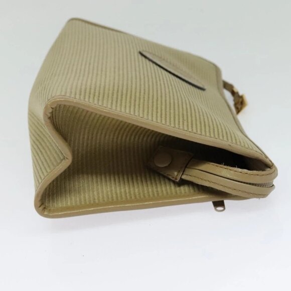 SAINT LAURENT Clutch Bag Canvas PVC Beige Gold Auth BA3959 - Picture 4 of 16